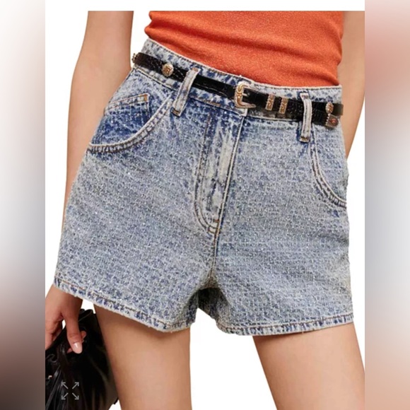 Maje Pants - MAJE  Pokkus Embellished Denim Shorts Light Wash Like new size 40